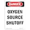 Signmission Safety Sign, OSHA Danger, 5" Height, Oxygen Source Shutoff, Portrait OS-DS-D-35-V-2371 - alternate 1